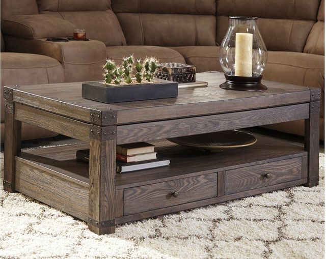 Signature Design by Ashley® Burladen Grayish Brown Lift Top Coffee Table 9