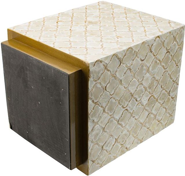 A & B Home Beige Square Stool-2