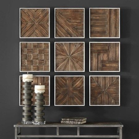 Uttermost® Bryndle 9-Piece Rustic Wooden Squares-1