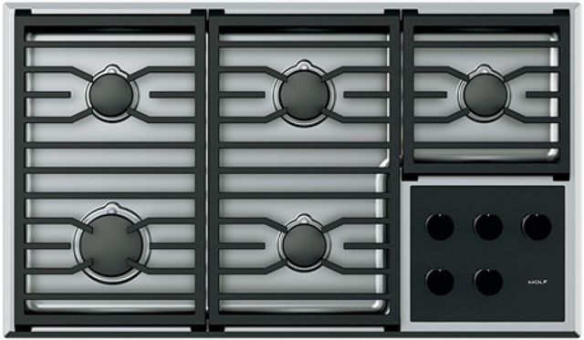 Wolf® 36" Stainless Steel Transitional Natural Gas Cooktop-0