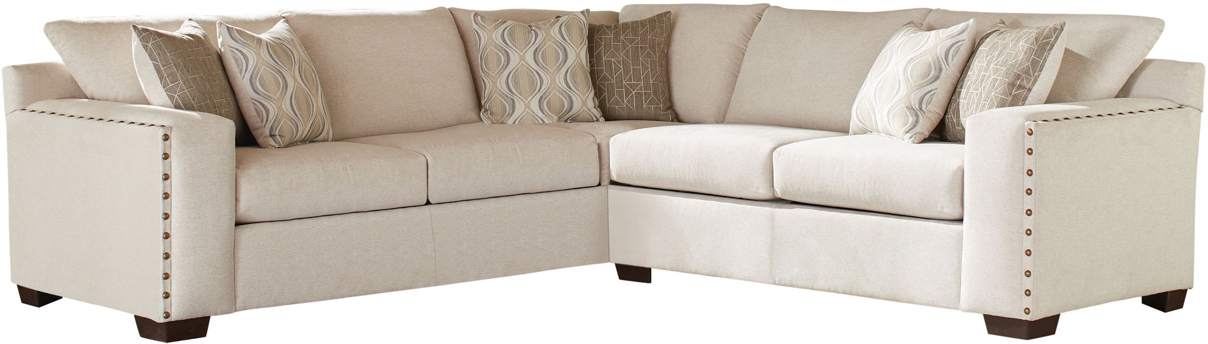 Coaster Aria Oatmeal Sectional with Nailhead Trim Pearls