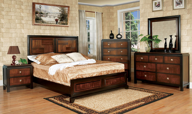 Furniture of America® Patra Acacia/Walnut 4-Piece Queen Bedroom Collection