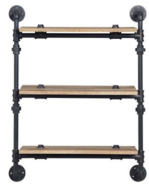 ACME Furniture Brantley Oak/Sandy Black Wall Rack with Three Shelves