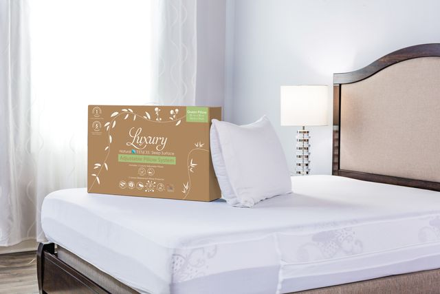 Protect-A-Bed® Naturals White Luxury Adjustable Queen Pillow System 2