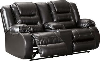 Signature Design by Ashley® Vacherie Black Double Reclining Loveseat with Console