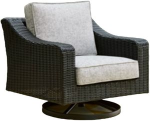Signature Design by Ashley® Beachcroft Black/Light Gray Outdoor Resin Swivel Lounge with Cushion