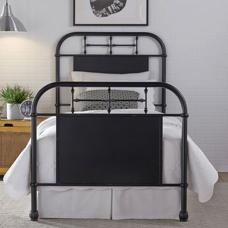 Liberty Vintage Black Metal Twin Bed with Rails