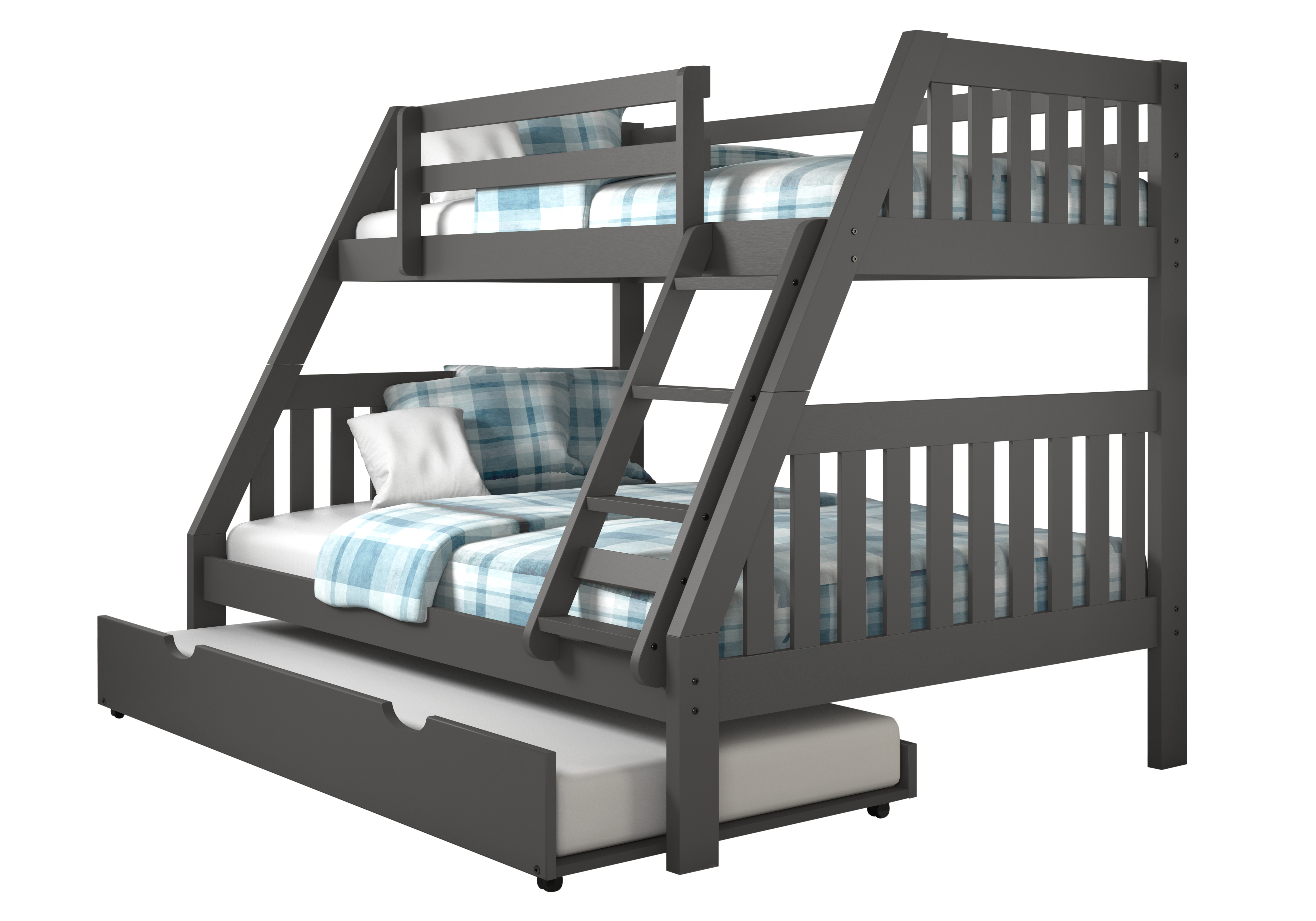 Donco Trading Company Dark Gray Mission Twin/Full Bunk Bed with Trundle