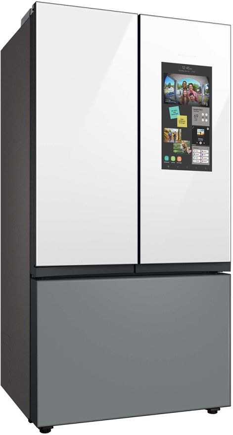 Samsung Bespoke 24 Cu. Ft. Matte Grey/White Glass Counter Depth 3-Door French Door Refrigerator with Family Hub™ 1