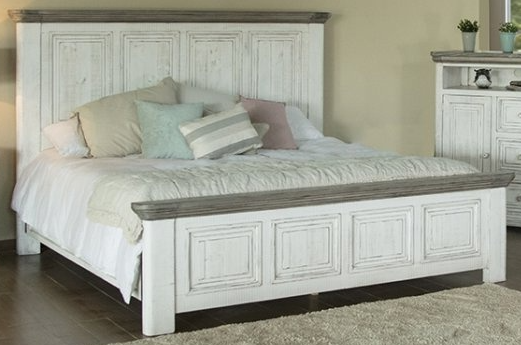 International Furniture Direct Luna Ivory Queen Panel Bed | Roby's ...