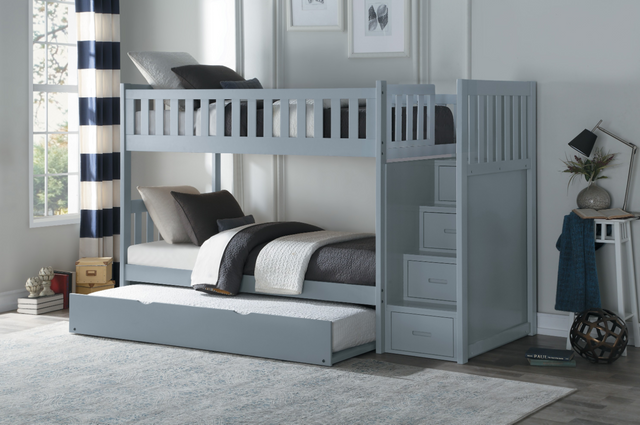 Homelegance Orion Gray Twin/Twin Bunk Bed With Reversible Step Storage 1