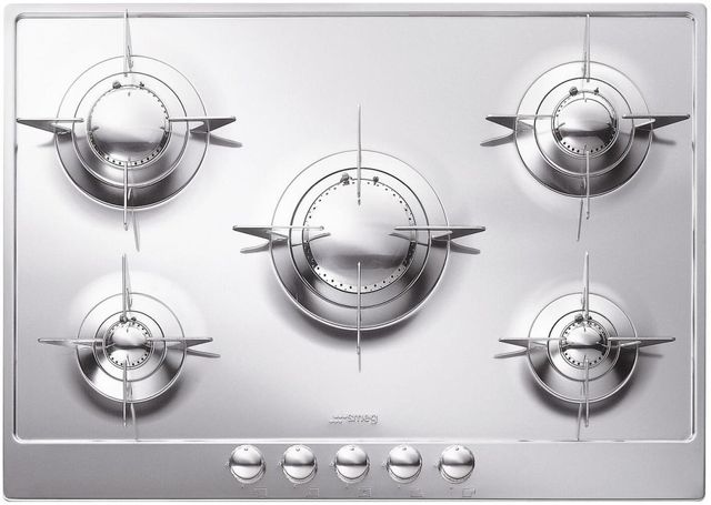 Smeg 28" Stainless Steel " Stainless SteelPiano Design" Stainless Steel Gas Cooktop