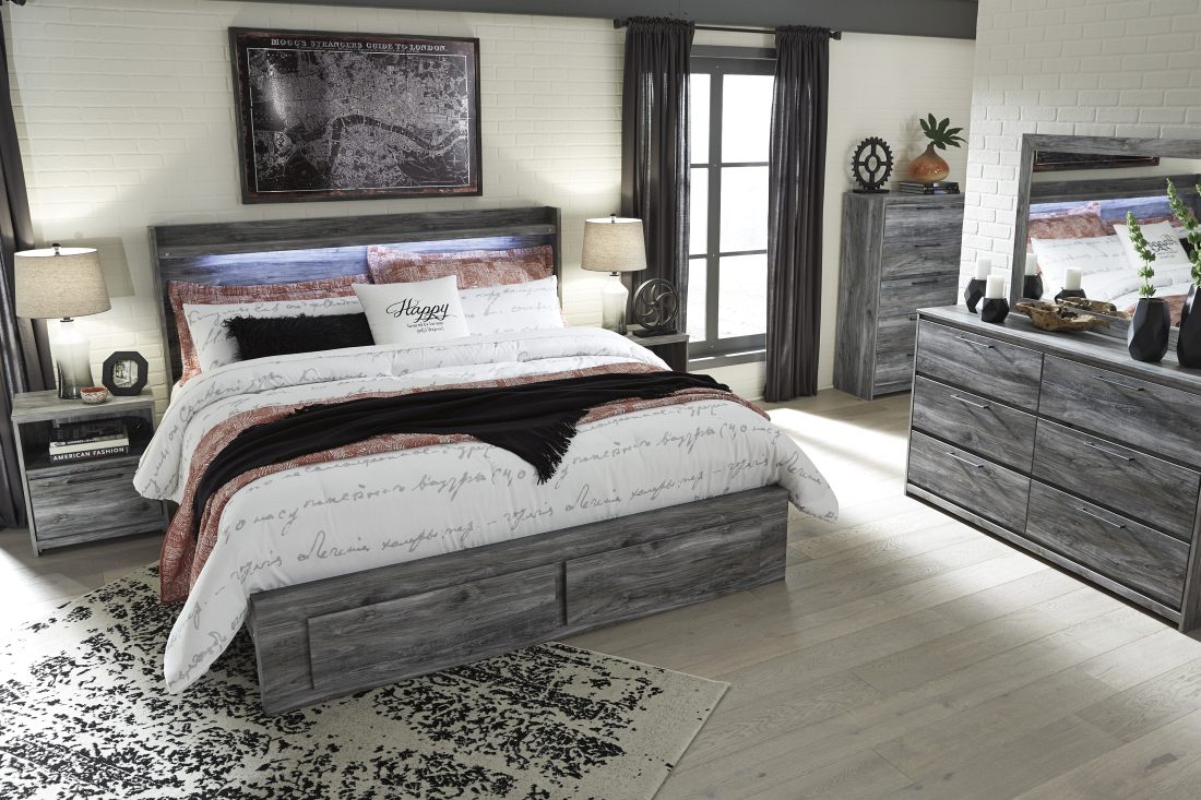 Signature Design By Ashley® Baystorm Gray Queen Platform Bed With 2 ...