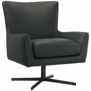 New Classic Acadia Black Leather Swivel Chair