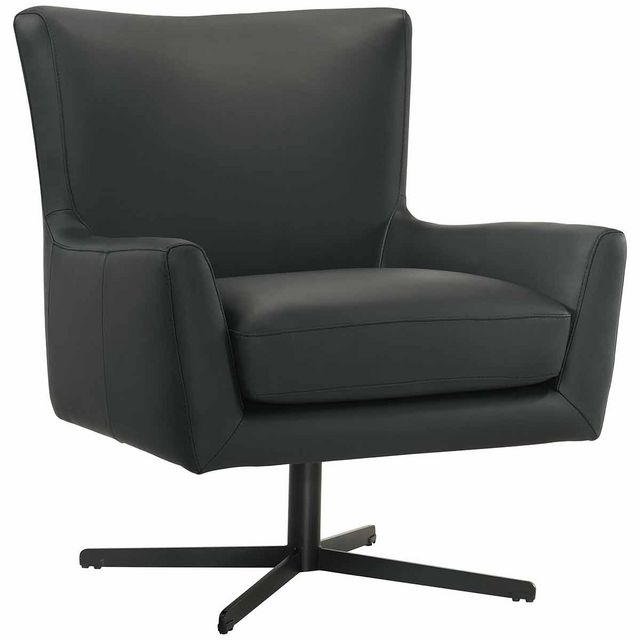 New Classic Acadia Black Leather Swivel Chair-0