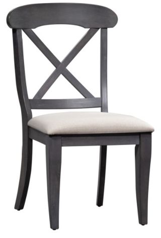 Liberty Furniture Ocean Isle Dark Gray Upholstered X Back Side Chair - Set of 2