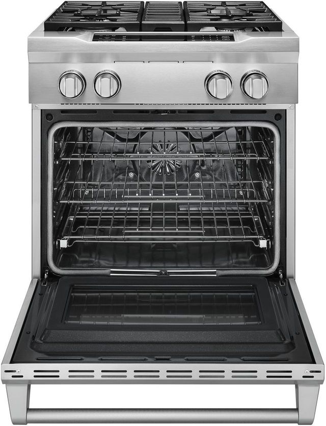 KitchenAid® 29.75" Stainless Steel Commercial Style Free Standing Dual Fuel Range 1