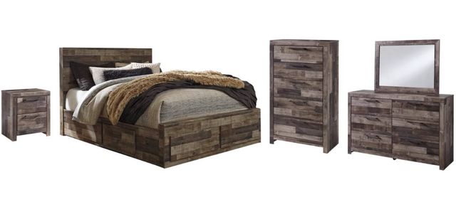 Benchcraft® Derekson 5-Piece Multi Gray Queen Panel Storage Bed Set