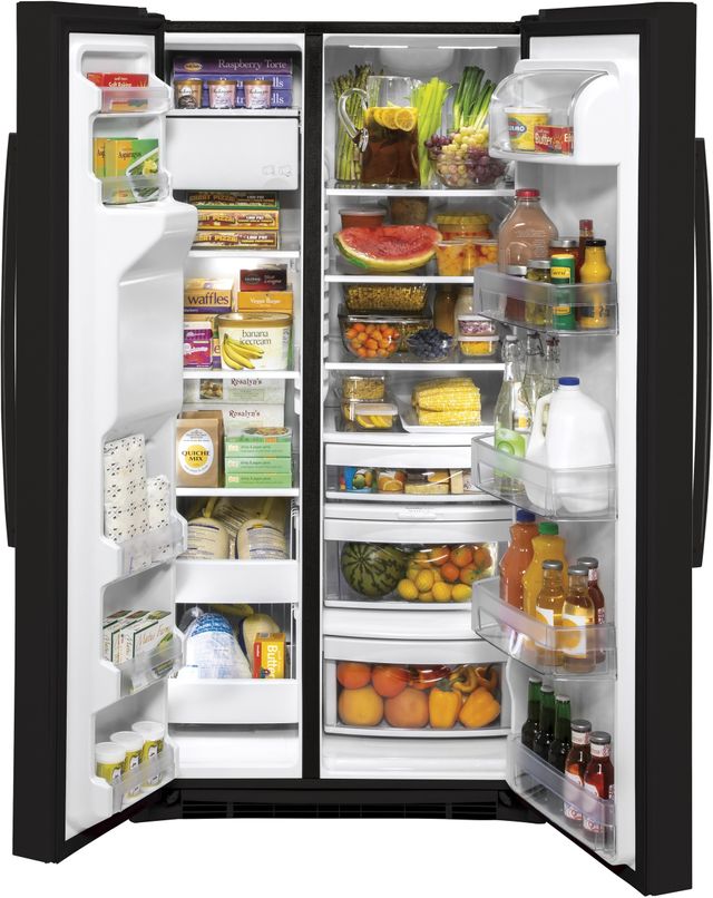 GE® 25.1 Cu. Ft. Black Side-By-Side Refrigerator 3