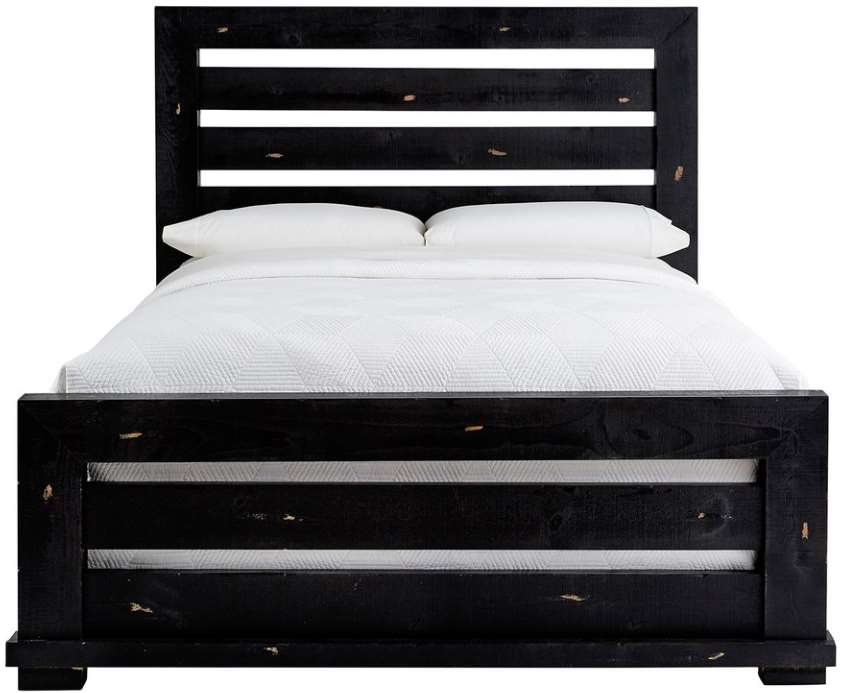 distressed black king bed