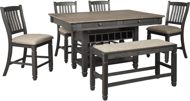 Signature Design by Ashley® Tyler Creek 6-Piece Black/Gray Counter Height Dining Table Set