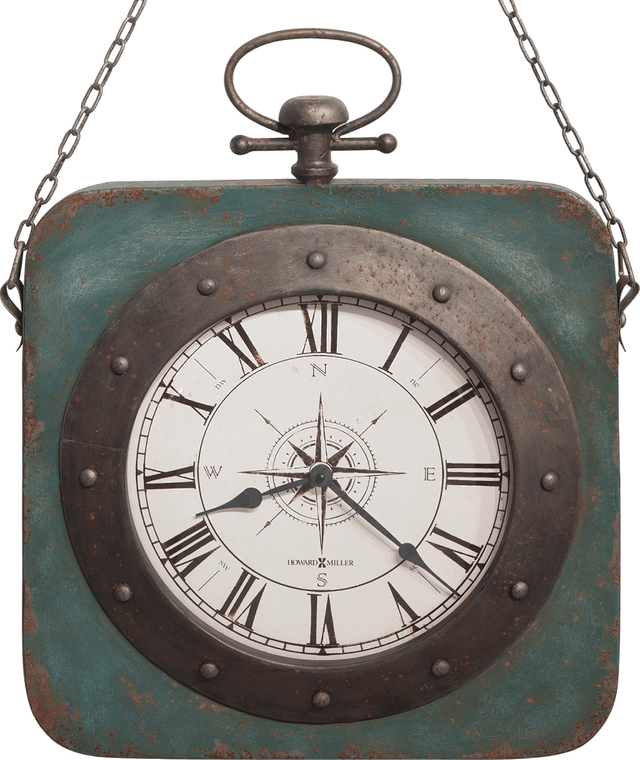 Howard Miller® Windrose Antique Blue Square Metal Wall Clock 1