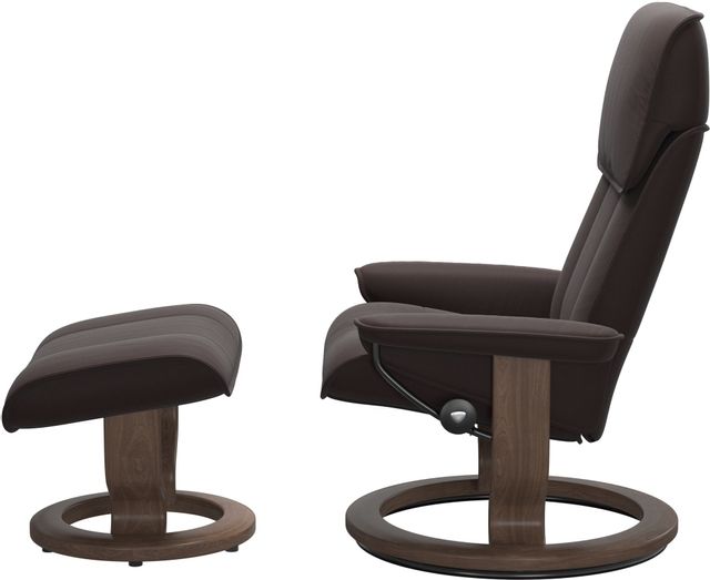 Stressless® by Ekornes® Admiral Medium All Leather Chocolate Chair with Footstool-1