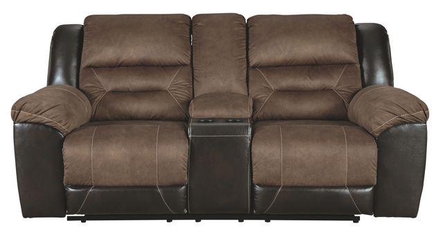 Signature Design by Ashley® Earhart Chestnut Double Reclining Loveseat with Console-1