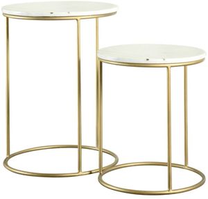 Coaster® White/Gold 2-Piece Round Marble Top Nesting Tables