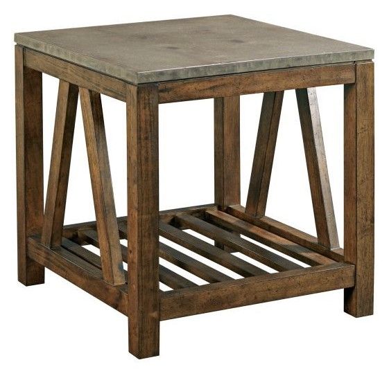 Kincaid® Modern Classics Gray Concrete Top Mason End Table with Brown Base-0