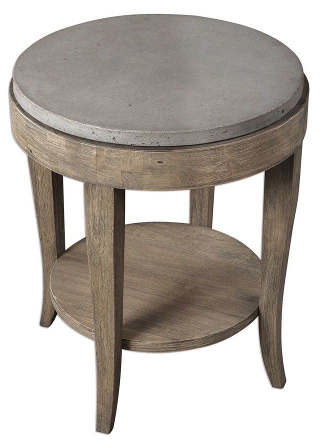 Uttermost® Deka Gray Side Table with Natural Brown Base-1