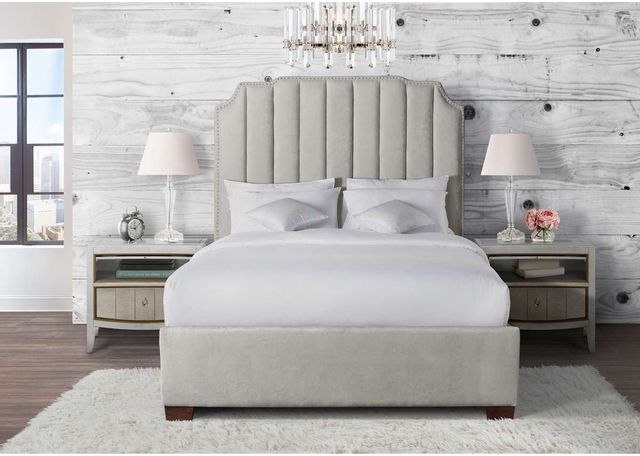 Elements International Harper Gray King Upholstered Bed-2