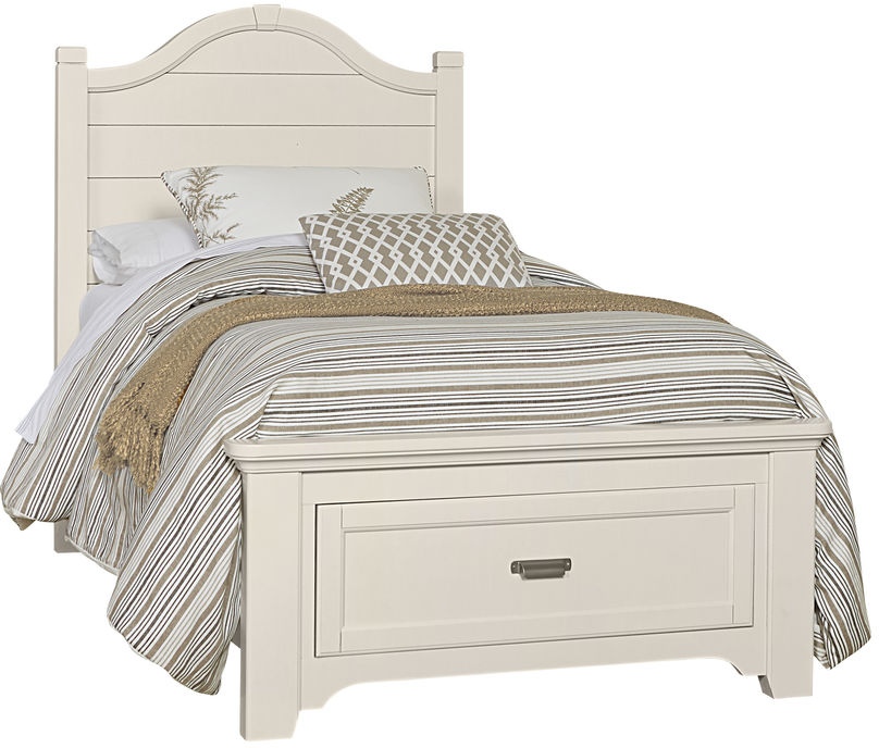 Vaughan-Bassett Bungalow Lattice Twin Arch Bed with Footboard Storage