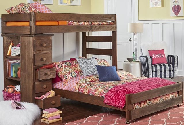 Simply Bunk Beds Chestnut Twin/Full Loft Bed with Chest | Midwest ...