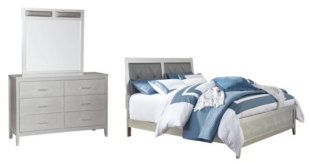 Signature Design by Ashley® Olivet 2-Piece Silver King Panel Bed Set