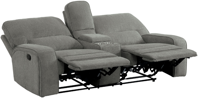 Homelegance® Borneo Mocha Double Reclining Glider Loveseat with Center Console 2