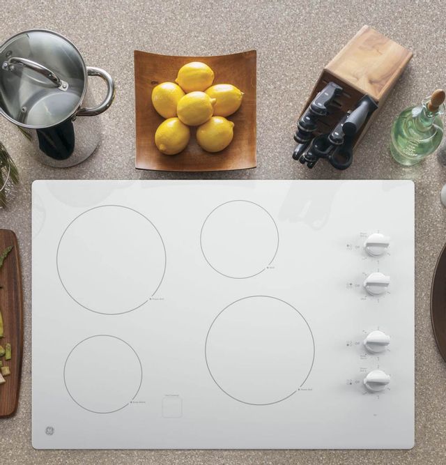 GE® 30" White Electronic Cooktop 3