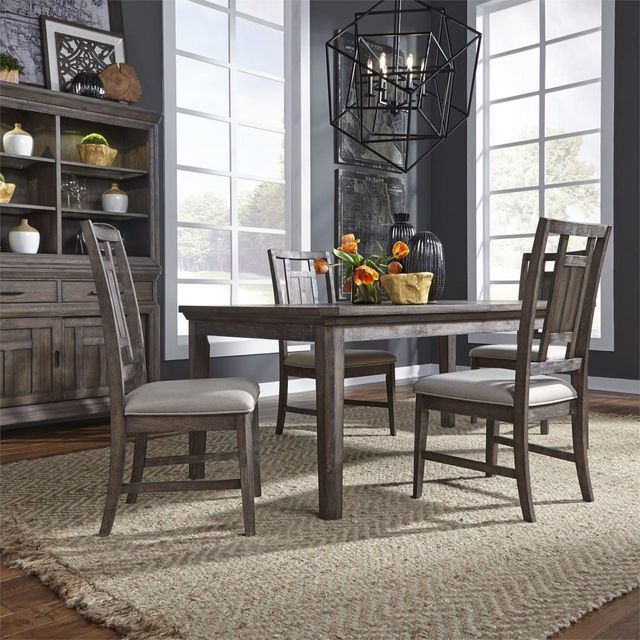 Liberty Furniture Artisan Prairie 5 Piece Aged Oak Rectangular Table Set