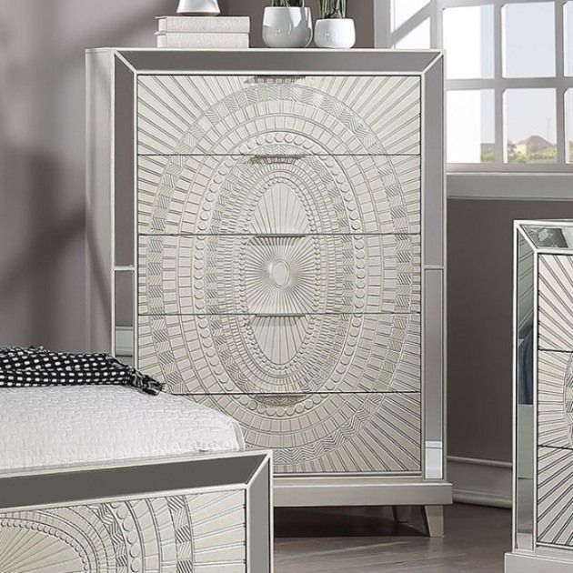 Furniture of America® Valletta 5-Piece Champagne Queen Panel Bed Set 4