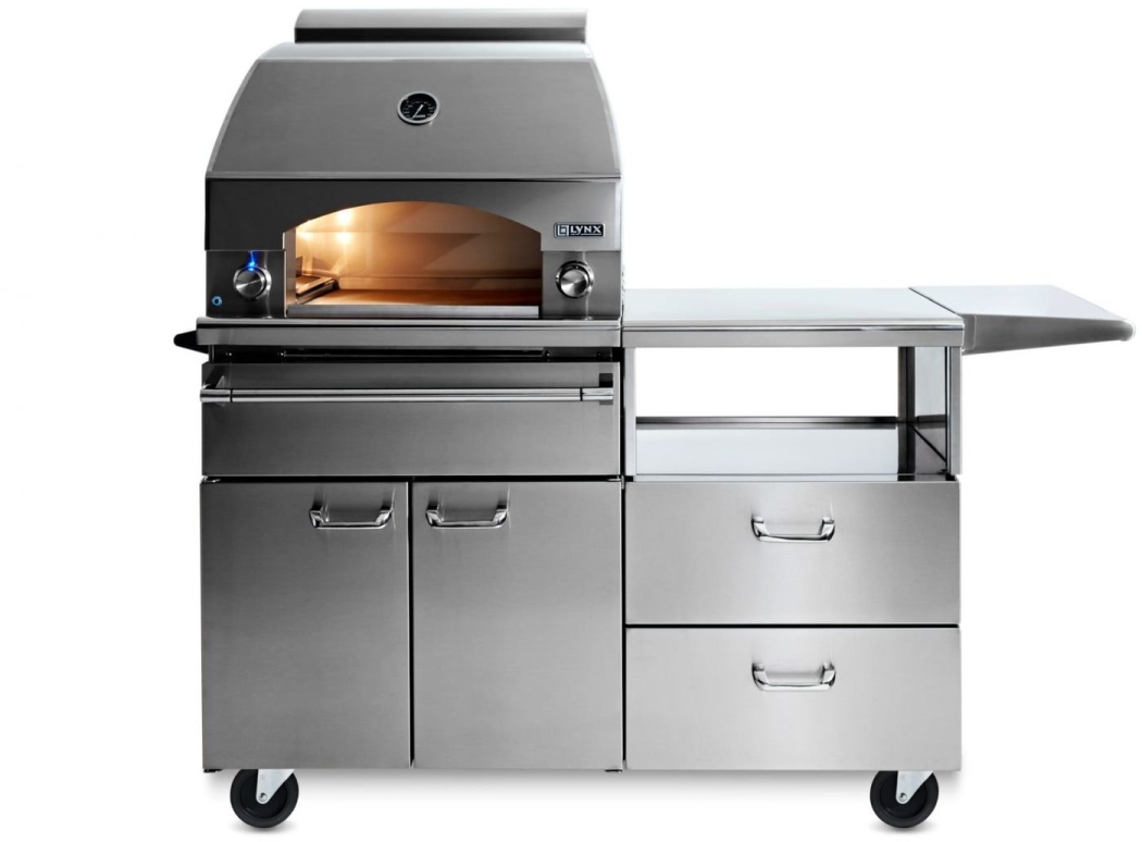 Lynx® 30" Napoli Outdoor Oven™ On Stainless Steel Mobile Kitchen Cart