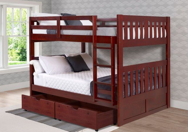 Donco Trading Company Merlot Full/Full Mission Bunkbed with Dual Underbed Drawers