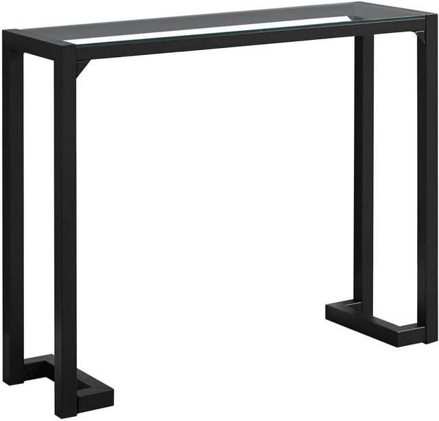 Monarch Specialties Inc. Tempered Glass Top Hall Console with Black Metal Frame
