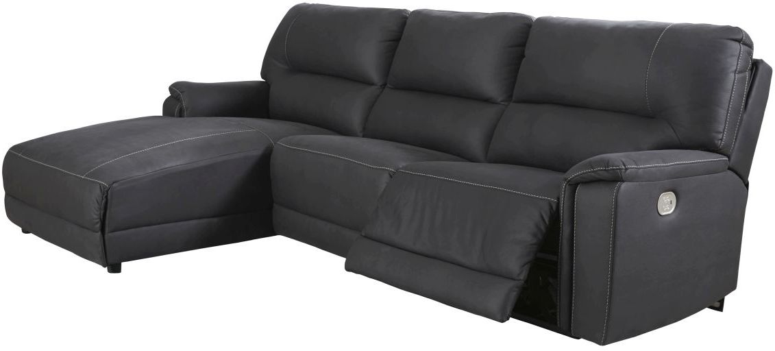 Signature Design by Ashley® Henefer Midnight 3-Piece Reclining Sectional with Chaise and Power