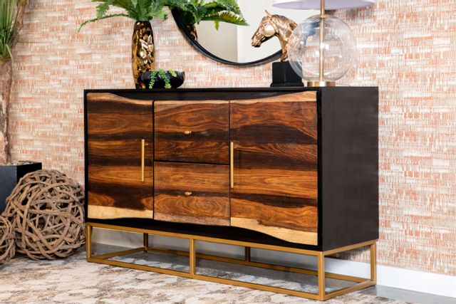 Coaster® Black Walnut and Gold 2-Drawer Accent Cabinet 6