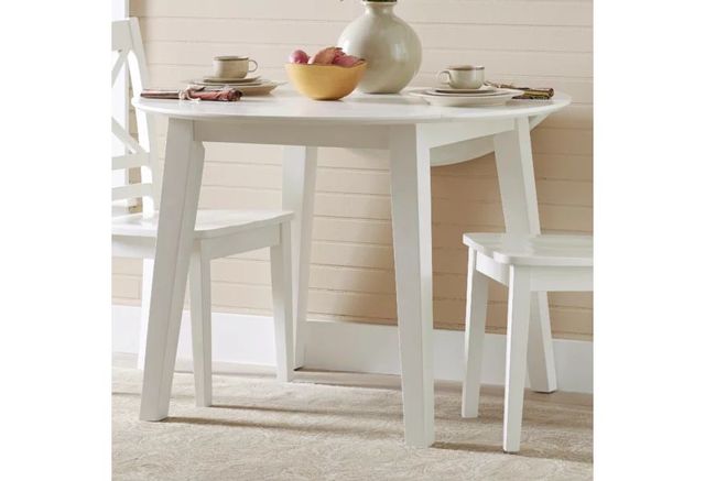 Jofran Inc. Simplicity White Round Drop Leaf Dining Table 0