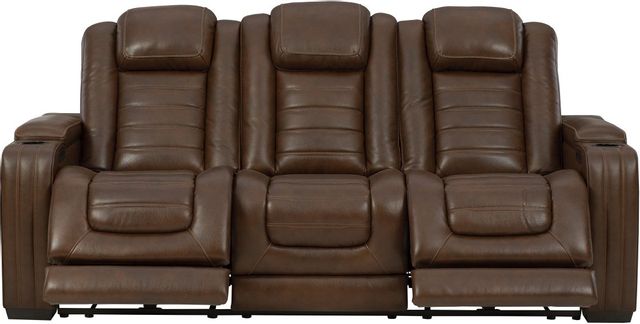 Signature Design by Ashley® Backtrack Chocolate Power Reclining Sofa with Adjustable Headrest-4