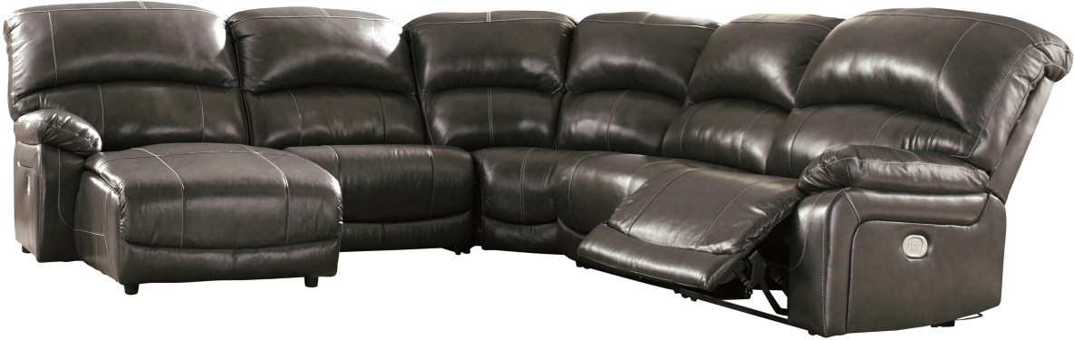 Signature Design by Ashley® Hallstrung 5-Piece Chocolate Power Reclining Sectional with Chaise