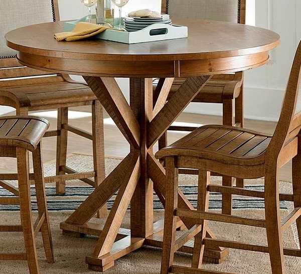 distressed pine round dining table