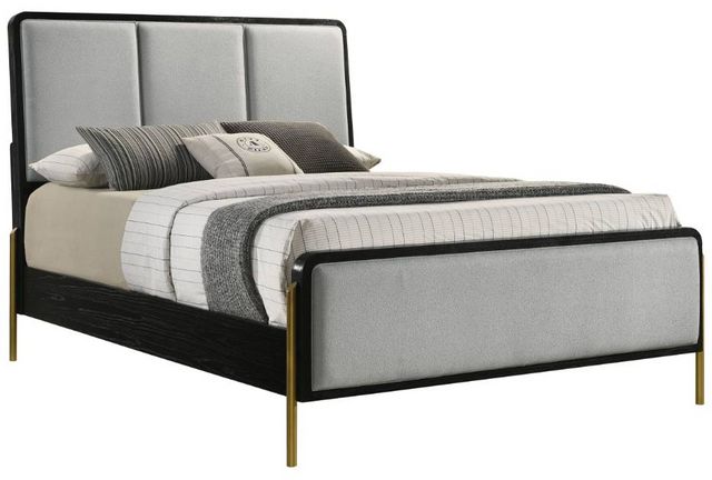 Coaster® Arini Black/Grey Eastern King Panel Bed with Upholstered ...