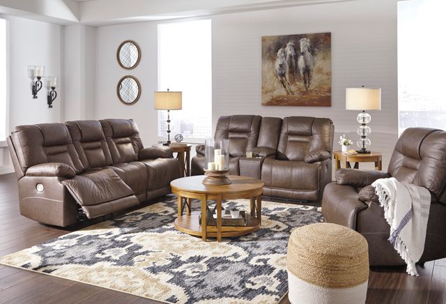 Signature Design by Ashley® Wurstrow Umber Power Reclining Sofa with Adjustable Headrest 8